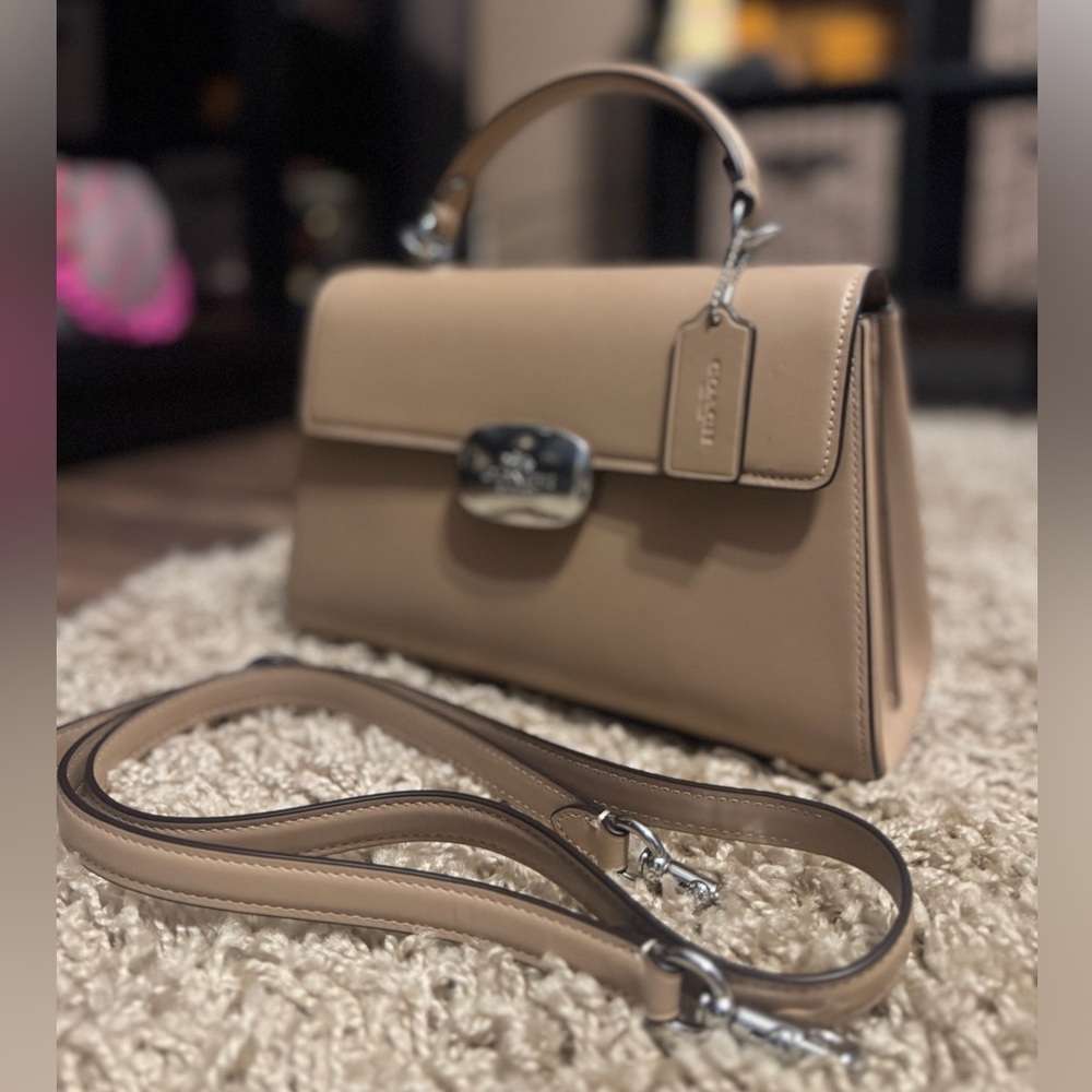 COACH Eliza Sand with Silver Hardware TOP HANDLE Crossbody